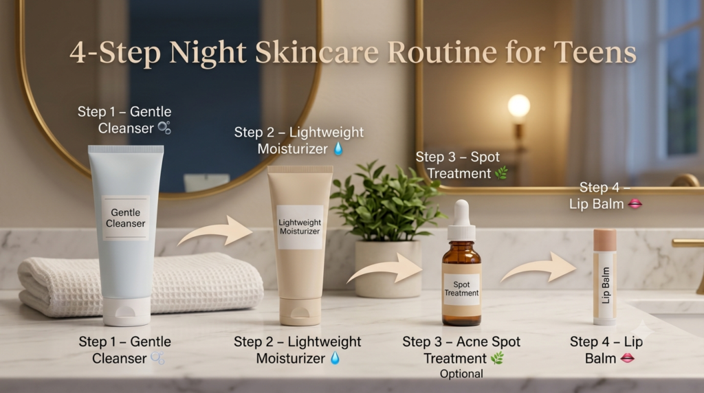 night skincare routine for teens