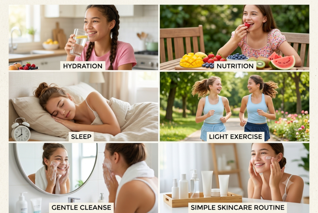 easy skincare routine for school girls