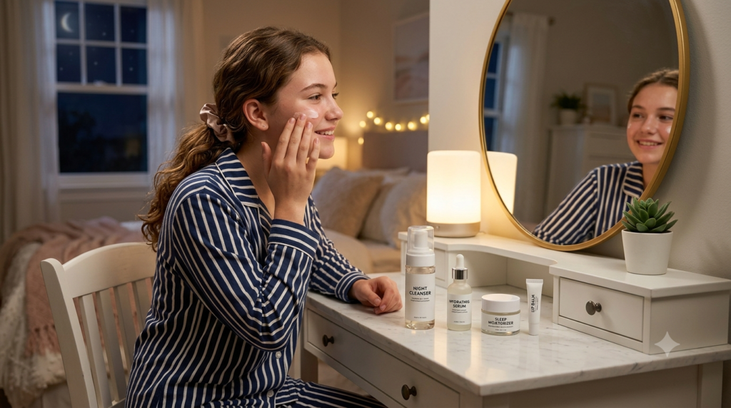 night skincare routine for teens