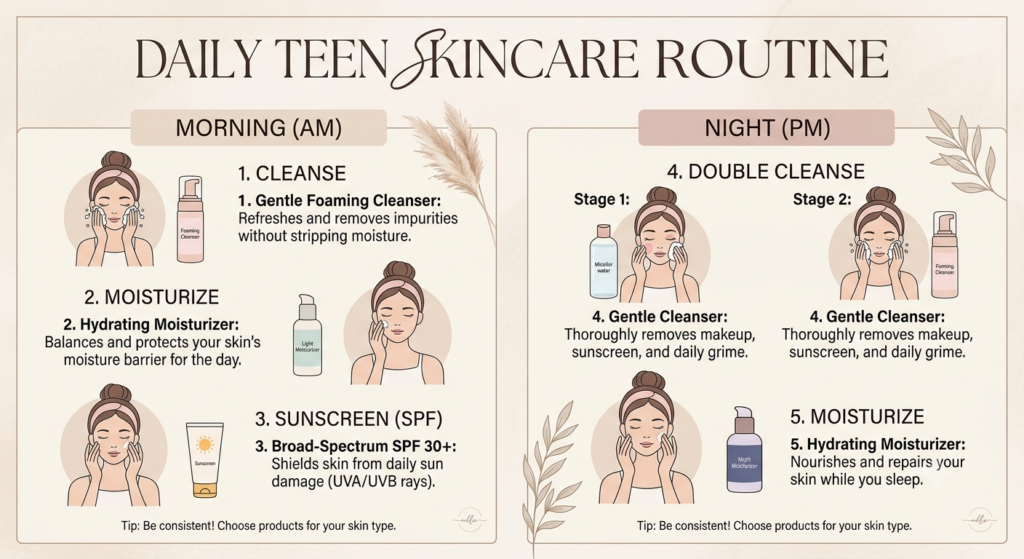 daily skincare routine for teenage girl